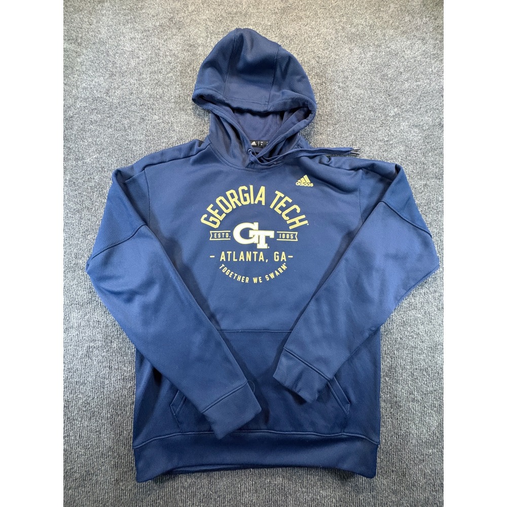 Adidas Georgia Tech Yellow Jackets Climawarm Navy Blue Hoodie Mens Small